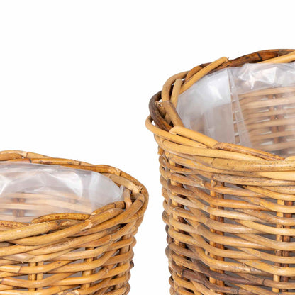 Planter Basket with Storage 2 pcs Natural Brown Kubu Rattan