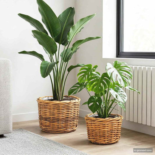 Planter Basket GENDT 2 pcs Natural Brown Kubu Rattan