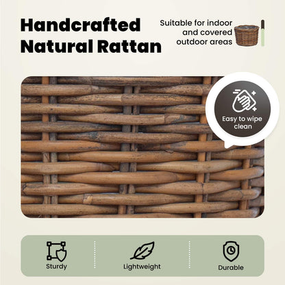 Planter Basket with Storage 2 pcs Natural Brown Kubu Rattan