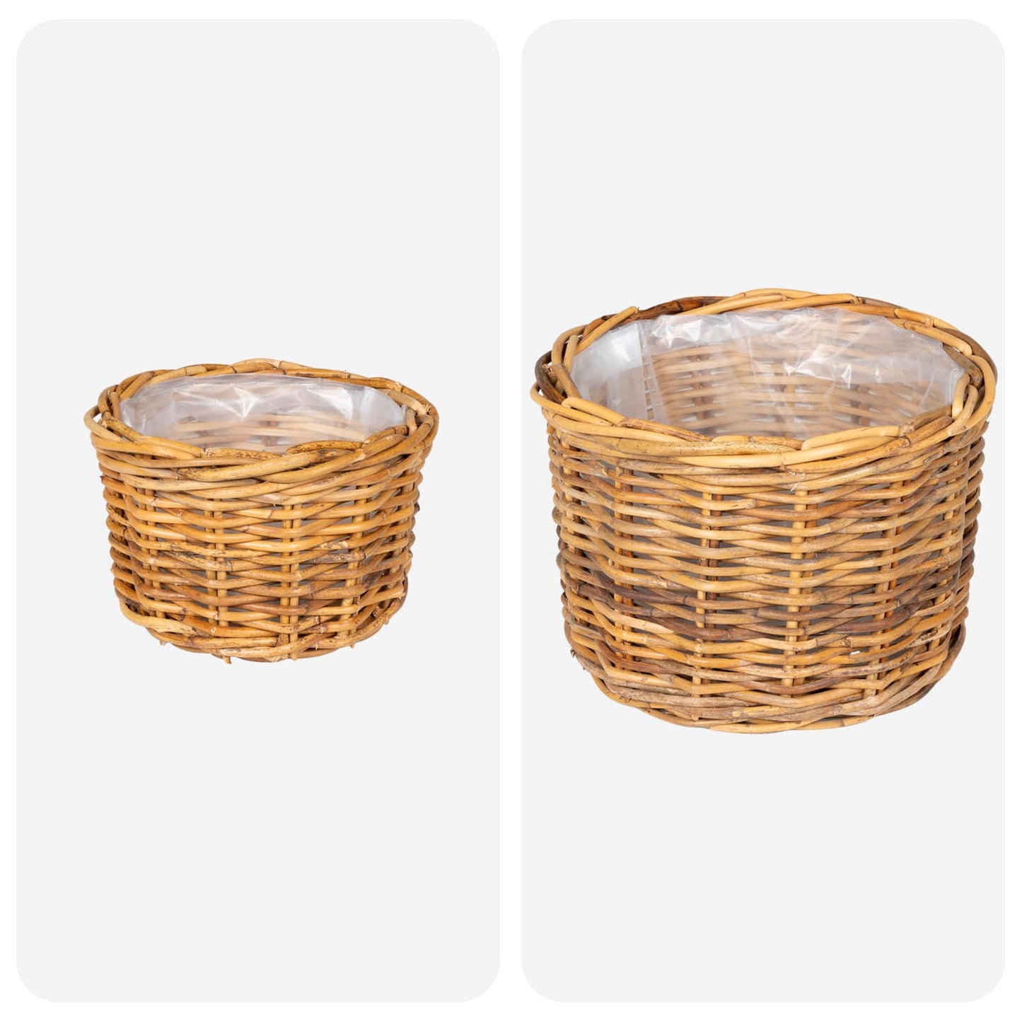 Planter Basket with Storage 2 pcs Natural Brown Kubu Rattan