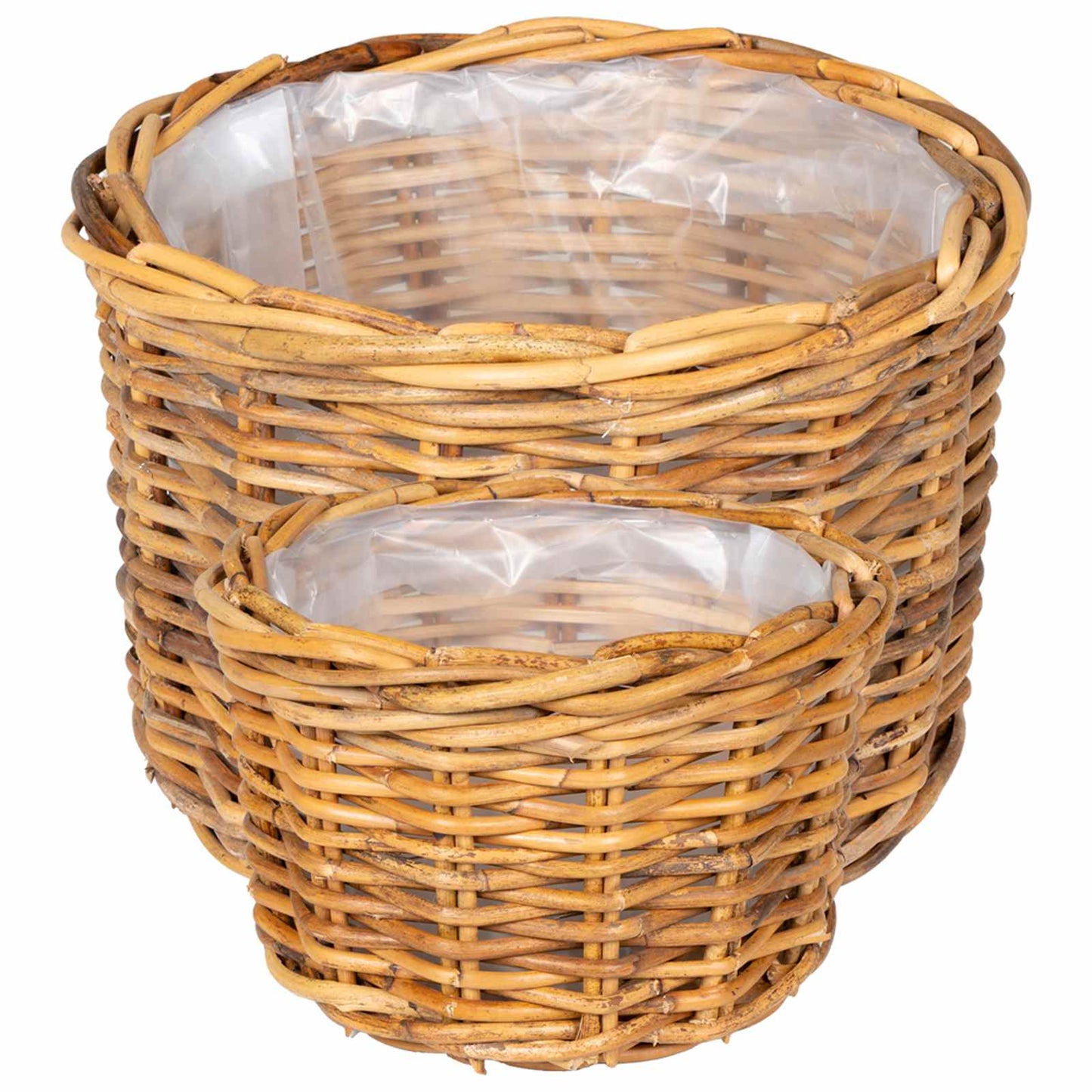 Planter Basket with Storage 2 pcs Natural Brown Kubu Rattan