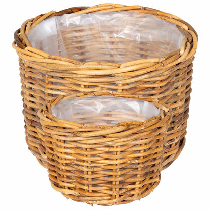 Planter Basket with Storage 2 pcs Natural Brown Kubu Rattan
