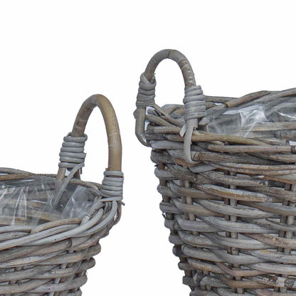 Planter Basket with Storage 2 pcs Grey Lacak Rattan