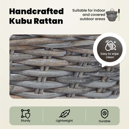 Planter Basket with Storage 2 pcs Natural Grey Kubu Rattan