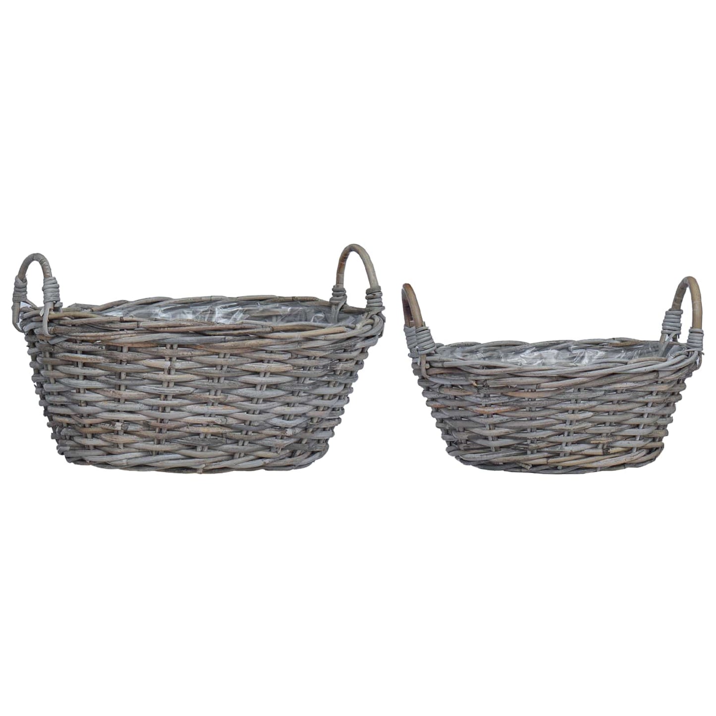 Planter Basket with Storage 2 pcs Grey Lacak Rattan