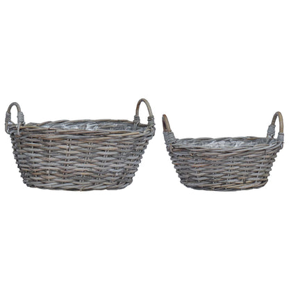 Planter Basket with Storage 2 pcs Grey Lacak Rattan