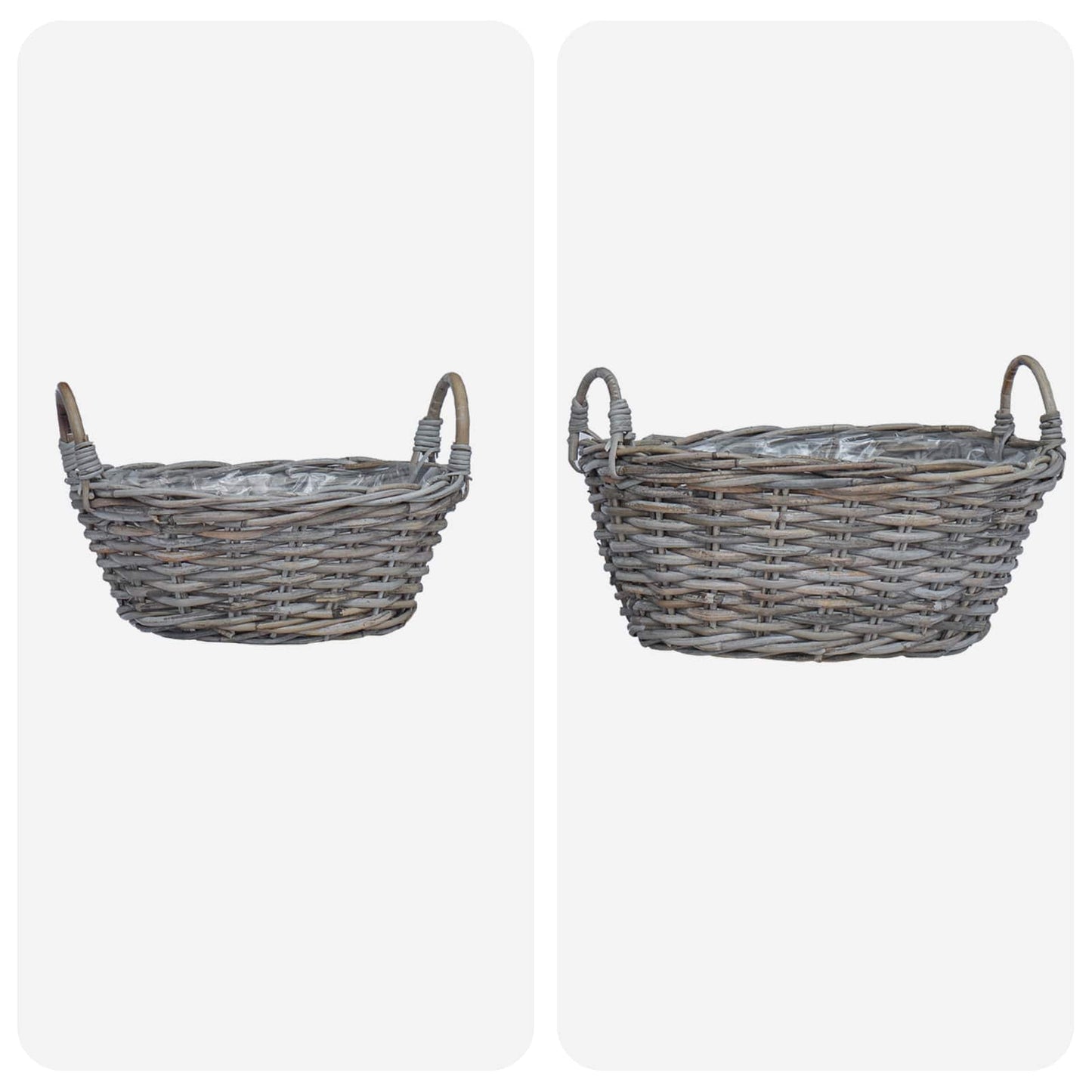 Planter Basket with Storage 2 pcs Grey Lacak Rattan