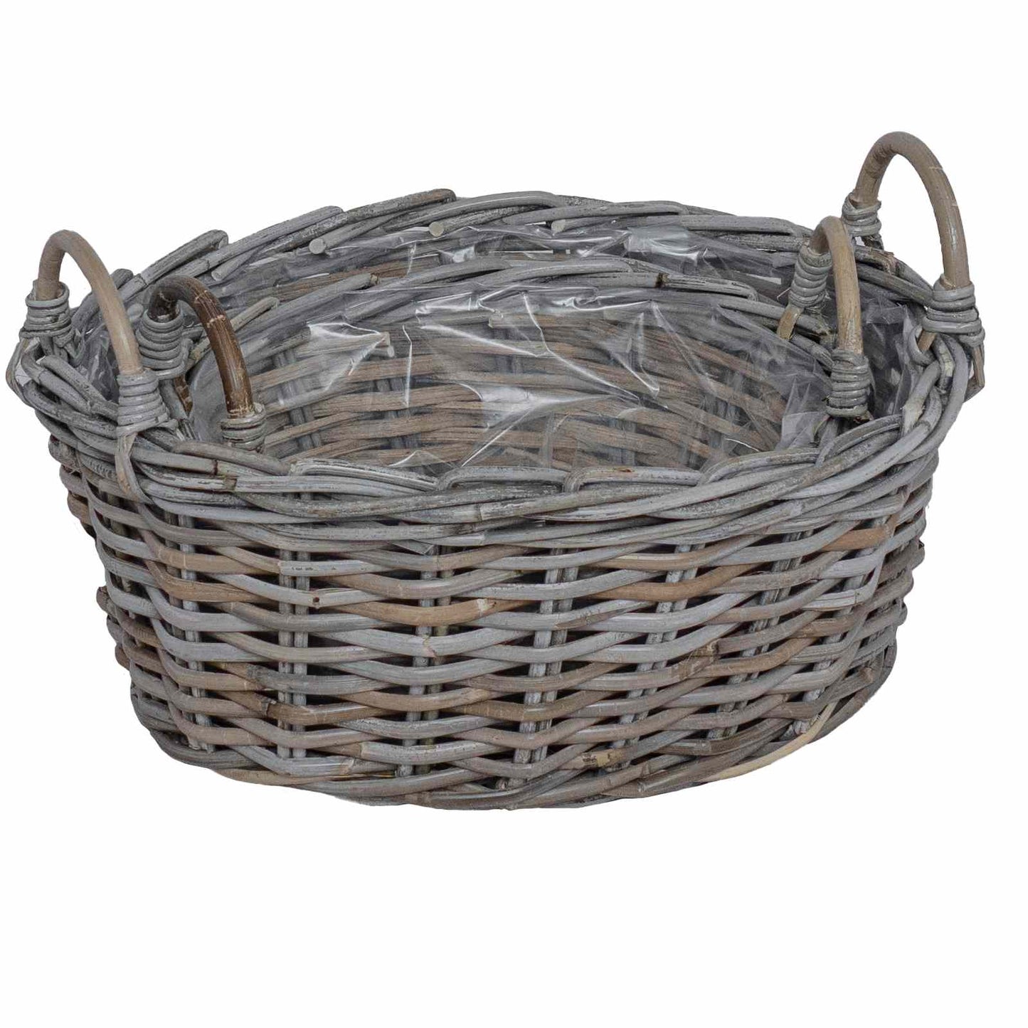 Planter Basket with Storage 2 pcs Grey Lacak Rattan