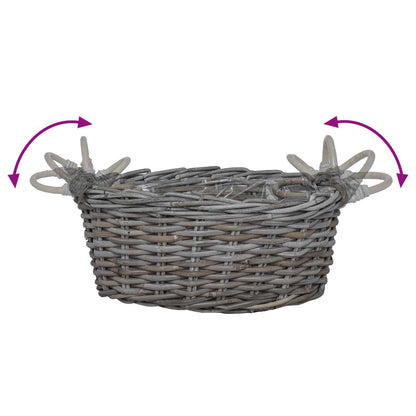 Planter Basket with Storage 2 pcs Grey Lacak Rattan