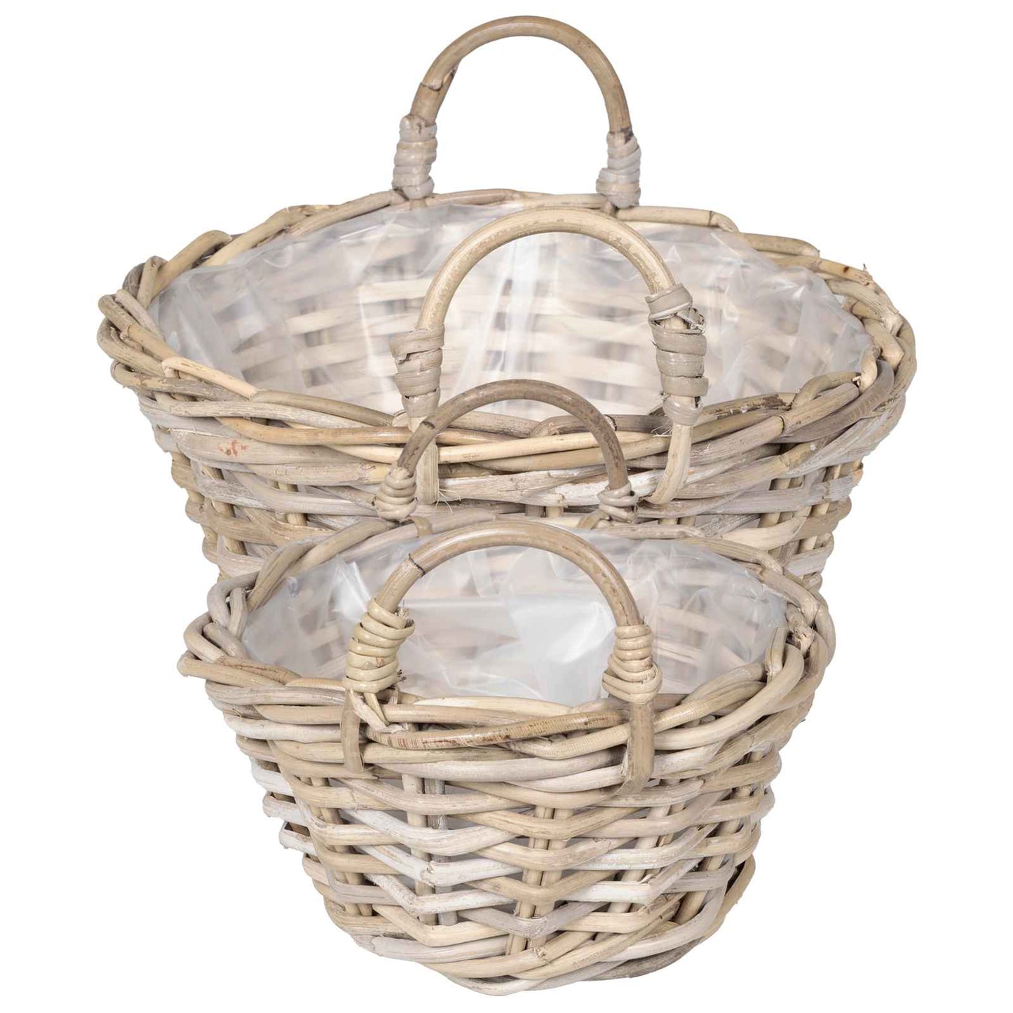 Planter Basket with Storage 2 pcs Grey Lacak Rattan