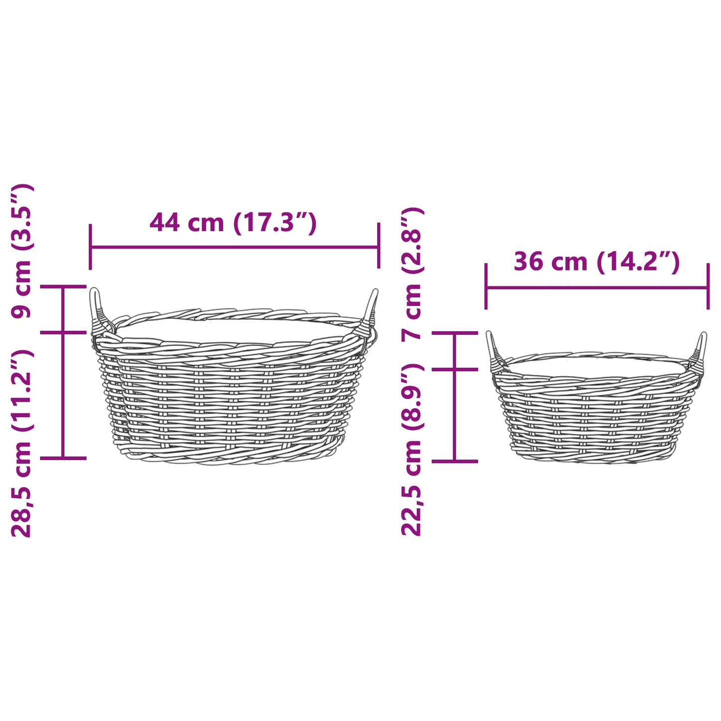 Planter Basket with Storage 2 pcs Grey Lacak Rattan