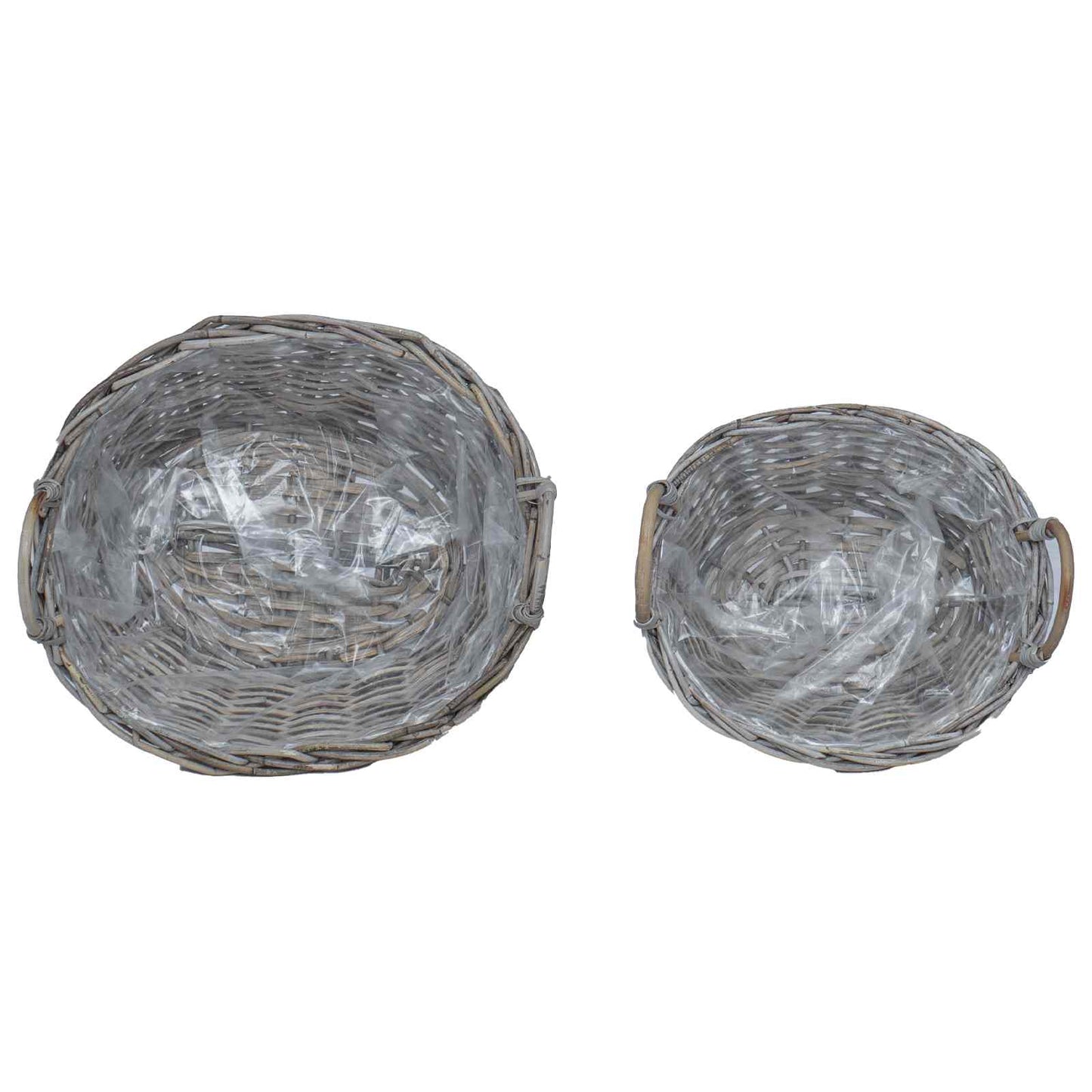 Planter Basket with Storage 2 pcs Grey Lacak Rattan