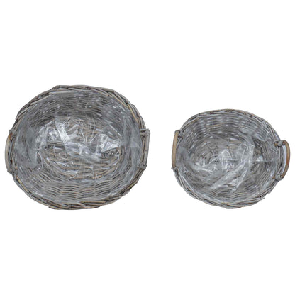 Planter Basket with Storage 2 pcs Grey Lacak Rattan