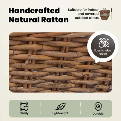 Planter Basket with Storage 2 pcs Natural Brown Kubu Rattan