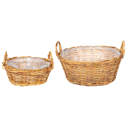 Planter Basket with Storage 2 pcs Natural Brown Kubu Rattan