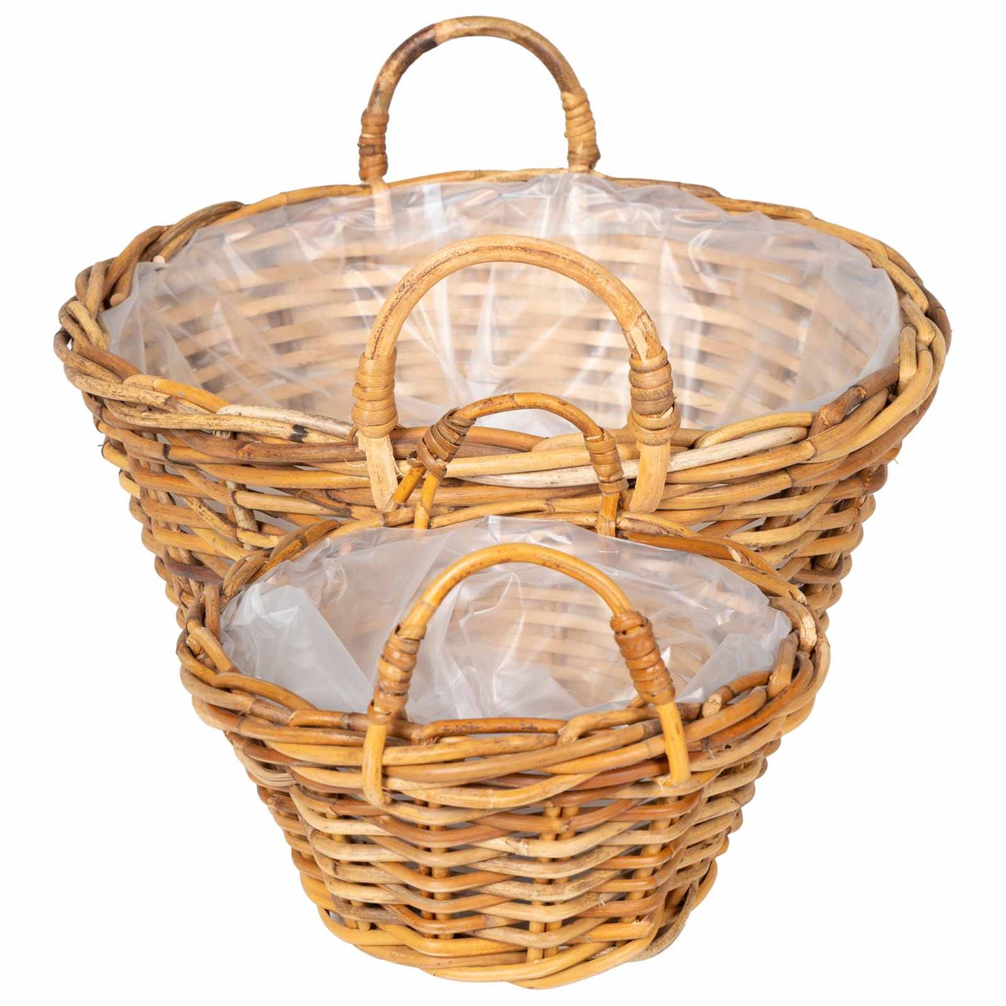 Planter Basket with Storage 2 pcs Natural Brown Kubu Rattan