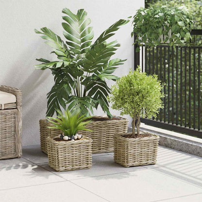 Planter Basket GENDT 3 pcs Natural Grey Kubu Rattan