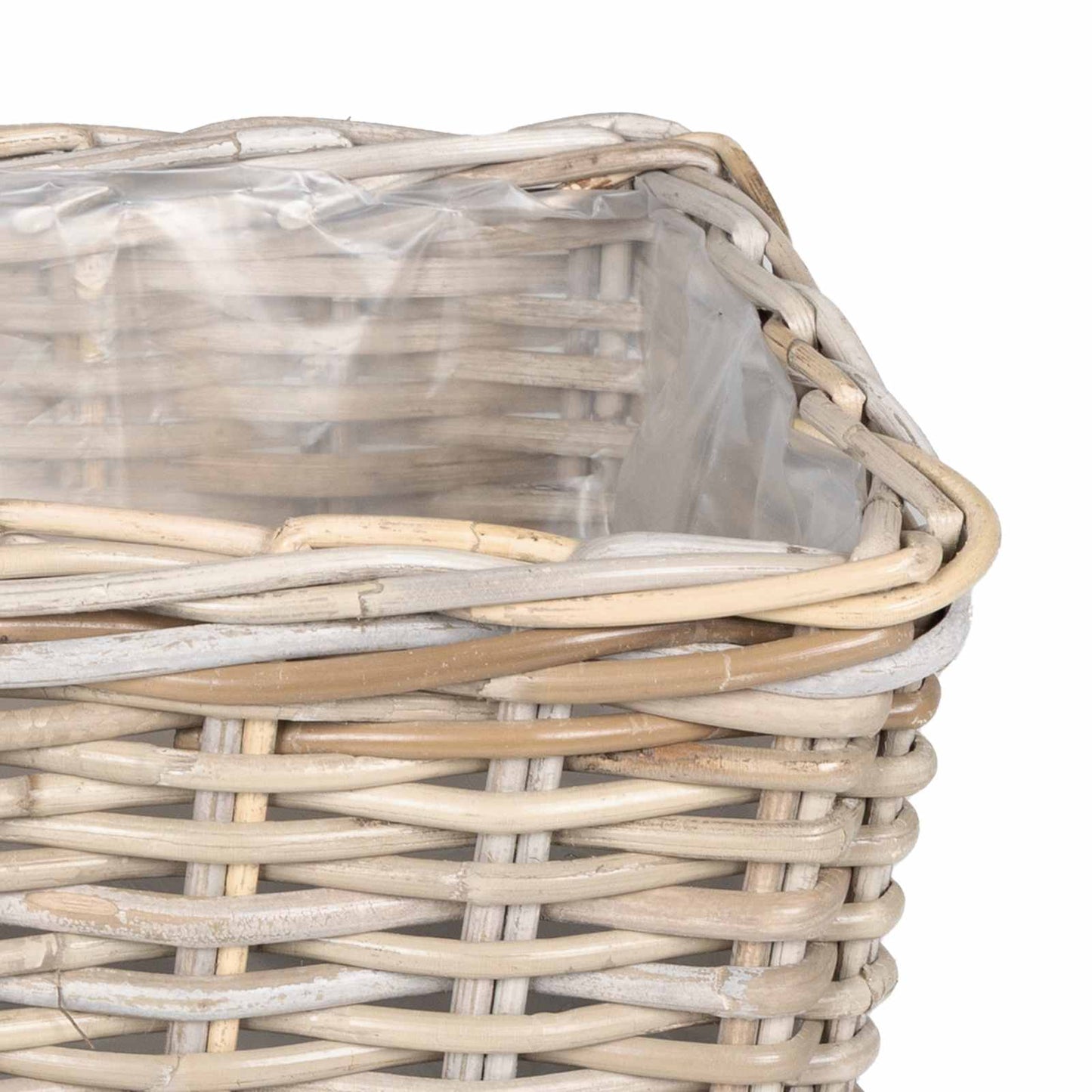 Planter Basket with Storage 3 pcs Natural Grey Kubu Rattan