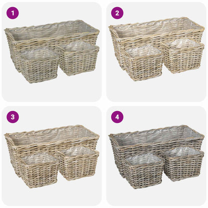 Planter Basket GENDT 3 pcs Natural Grey Kubu Rattan