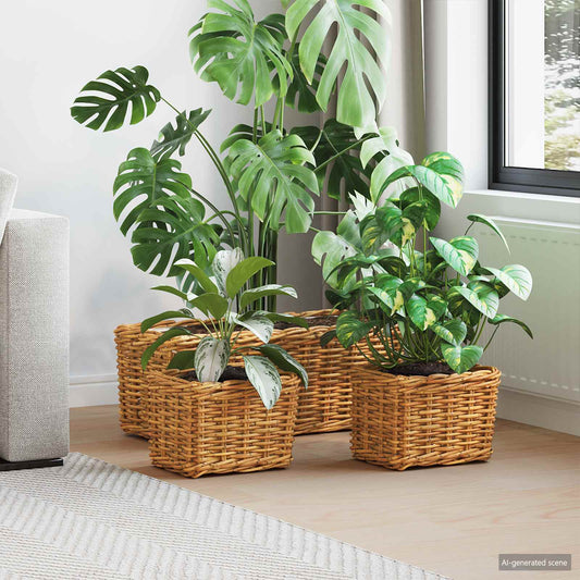 Planter Basket GENDT 3 pcs Natural Brown Kubu Rattan