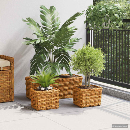 Planter Basket with Storage 3 pcs Brown