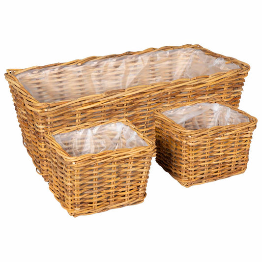 Planter Basket GENDT 3 pcs Natural Brown Kubu Rattan