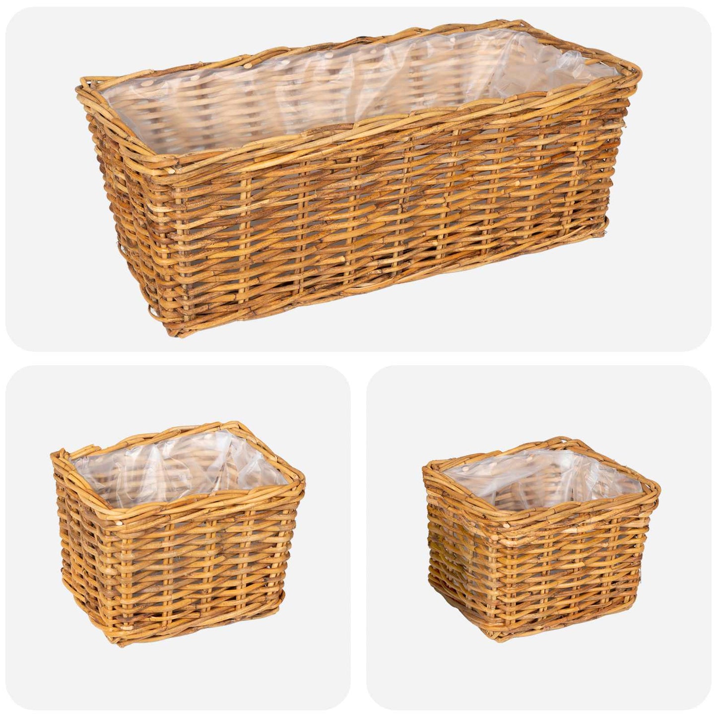 Planter Basket with Storage 3 pcs Brown