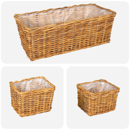 Planter Basket with Storage 3 pcs Brown