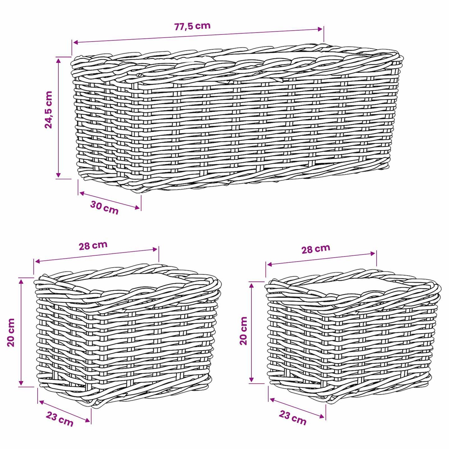 Planter Basket with Storage 3 pcs Brown
