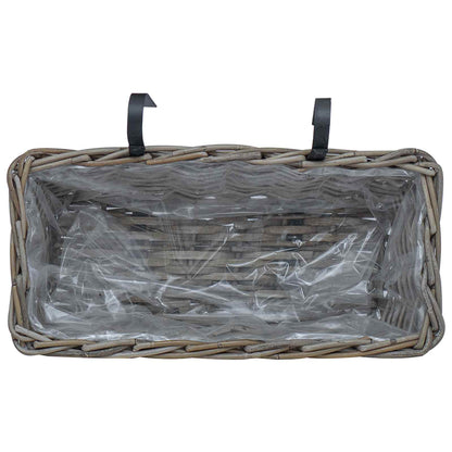 Hanging Planter Basket 2 pcs Grey 48 x 22 x 15 cm Lacak Rattan
