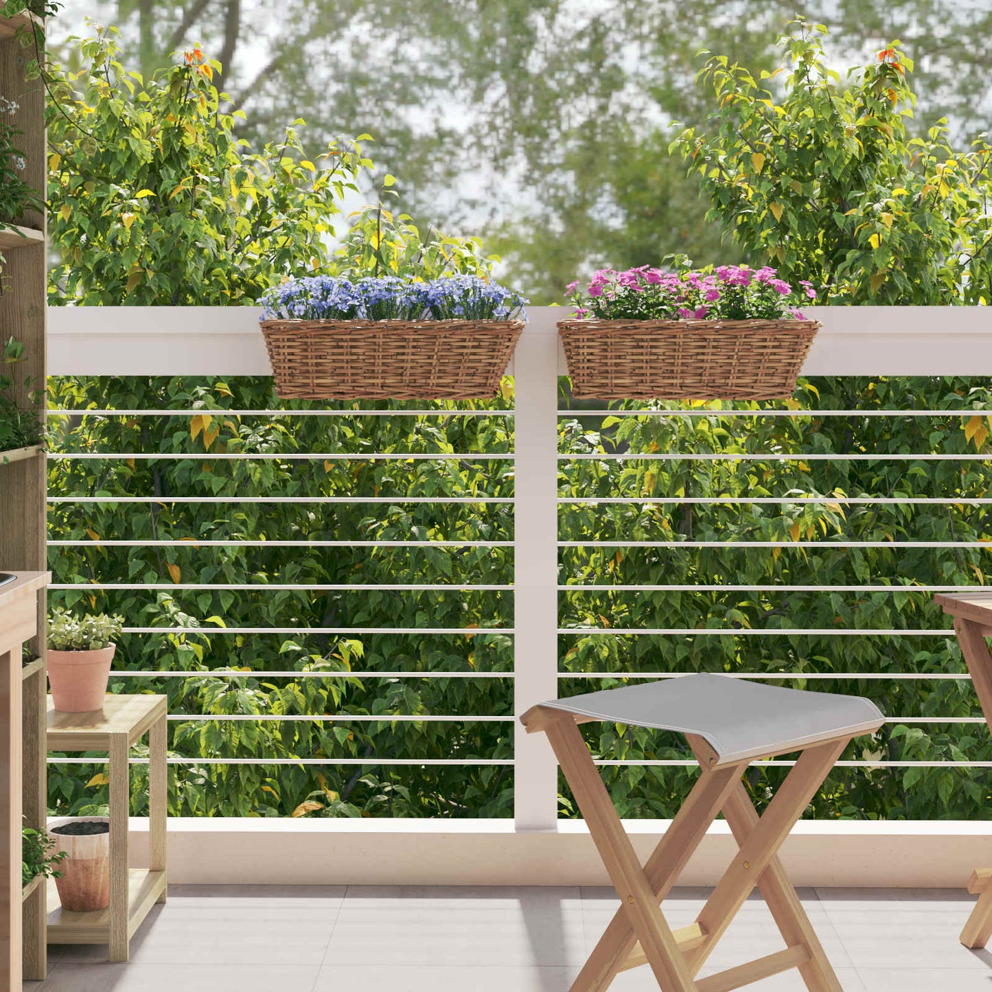 Hanging Planter Basket 2 pcs Brown 48 x 22 x 15 cm Lacak Rattan