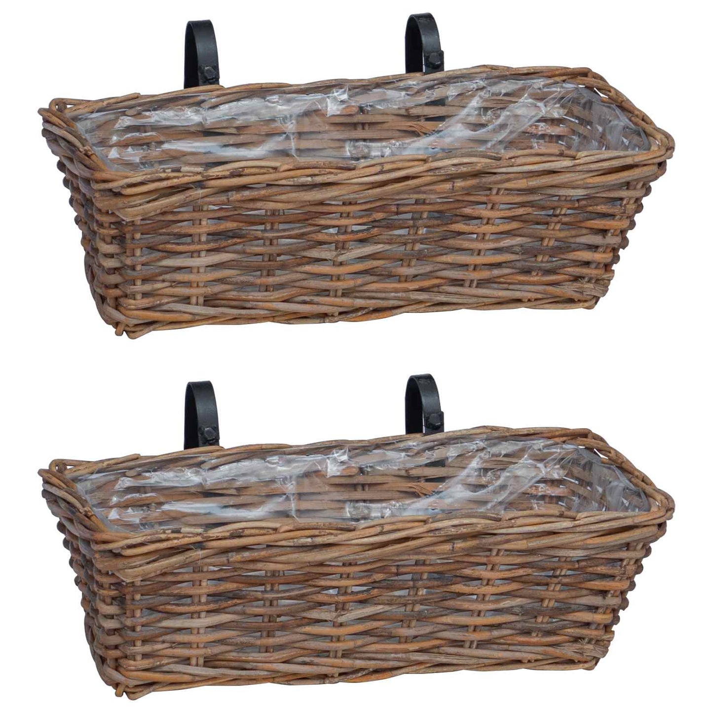 Hanging Planter Basket 2 pcs Brown 48 x 22 x 15 cm Lacak Rattan