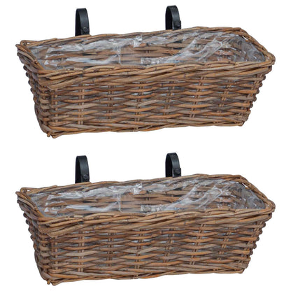 Hanging Planter Basket 2 pcs Brown 48 x 22 x 15 cm Lacak Rattan