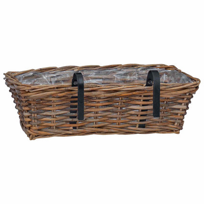 Hanging Planter Basket 2 pcs Brown 48 x 22 x 15 cm Lacak Rattan