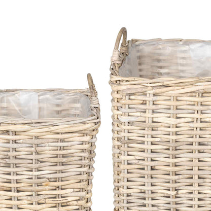 Planter Basket GENDT 2 pcs Natural Grey Kubu Rattan