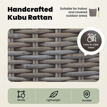 Planter Basket with Storage 2 pcs Natural Grey Kubu Rattan