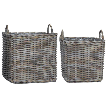 Planter Basket with Storage 2 pcs Grey Lacak Rattan