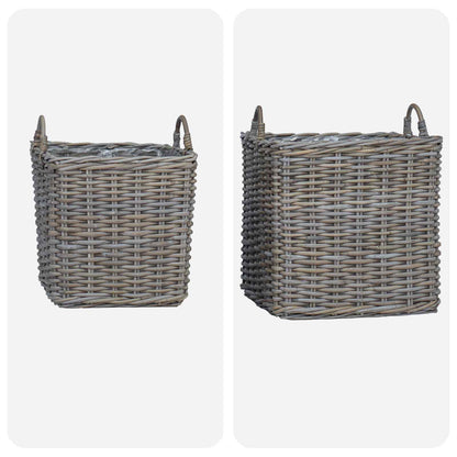 Planter Basket with Storage 2 pcs Grey Lacak Rattan