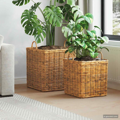 Planter Basket GENDT 2 pcs Natural Brown Kubu Rattan
