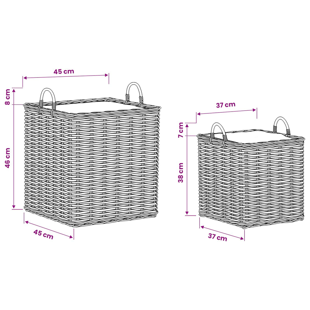 Planter Basket GENDT 2 pcs Natural Brown Kubu Rattan