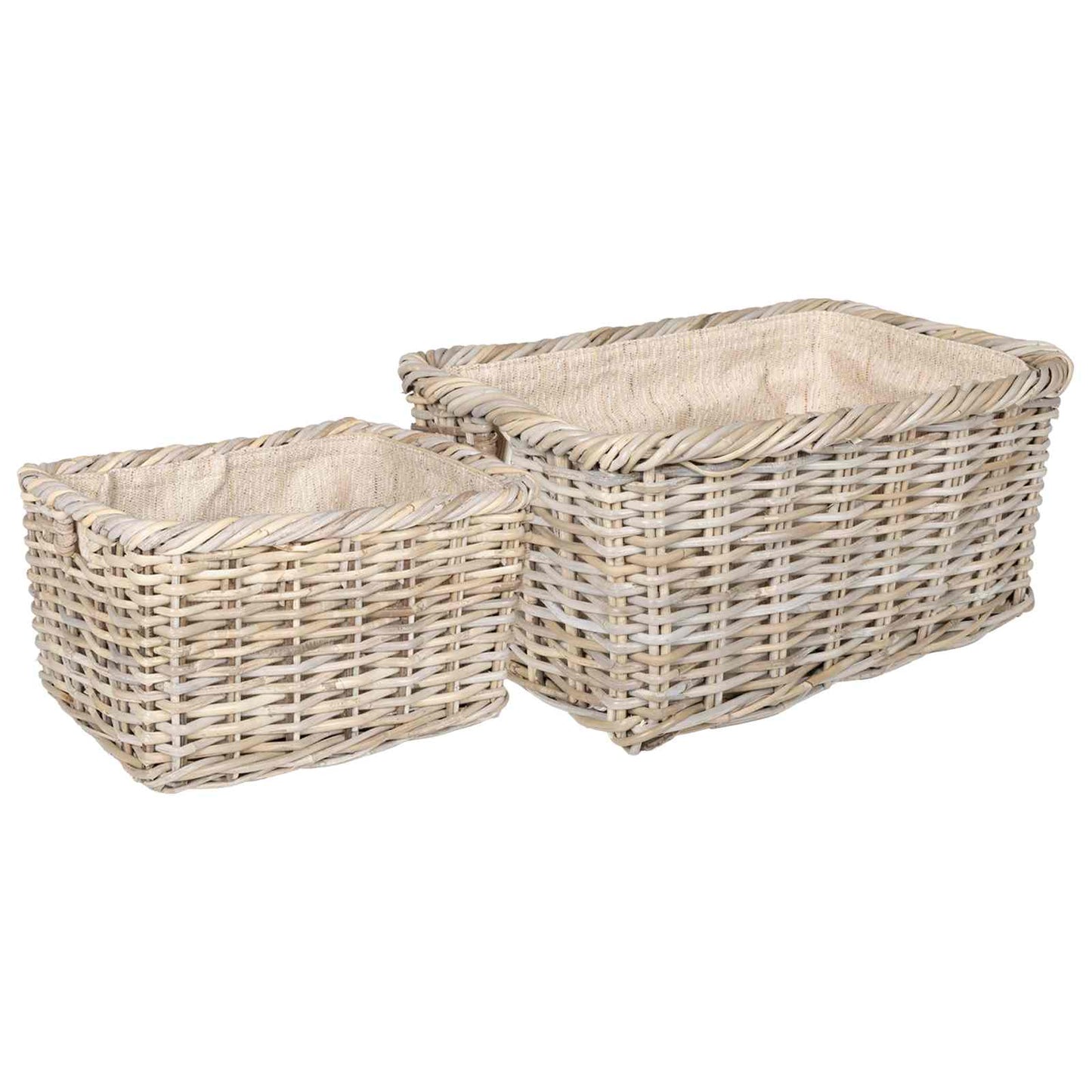 Firewood Basket 2 pcs Grey Lacak Rattan