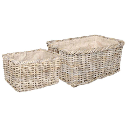 Firewood Basket 2 pcs Grey Lacak Rattan