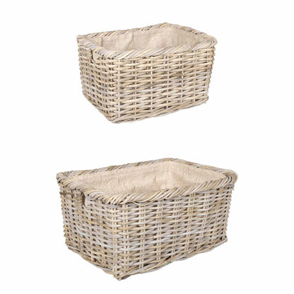Firewood Basket 2 pcs Grey Lacak Rattan