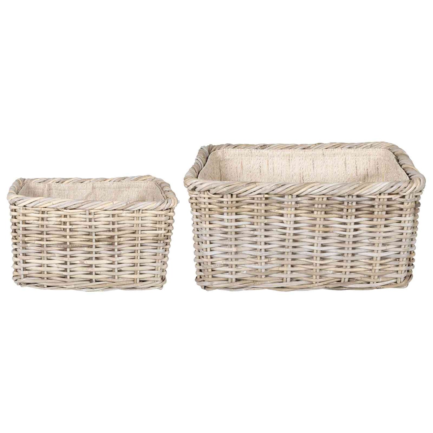 Firewood Basket 2 pcs Grey Lacak Rattan
