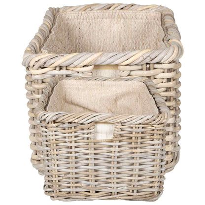Firewood Basket 2 pcs Grey Lacak Rattan