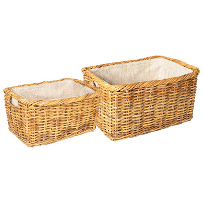 Firewood Basket 2 pcs Natural Brown Kubu Rattan