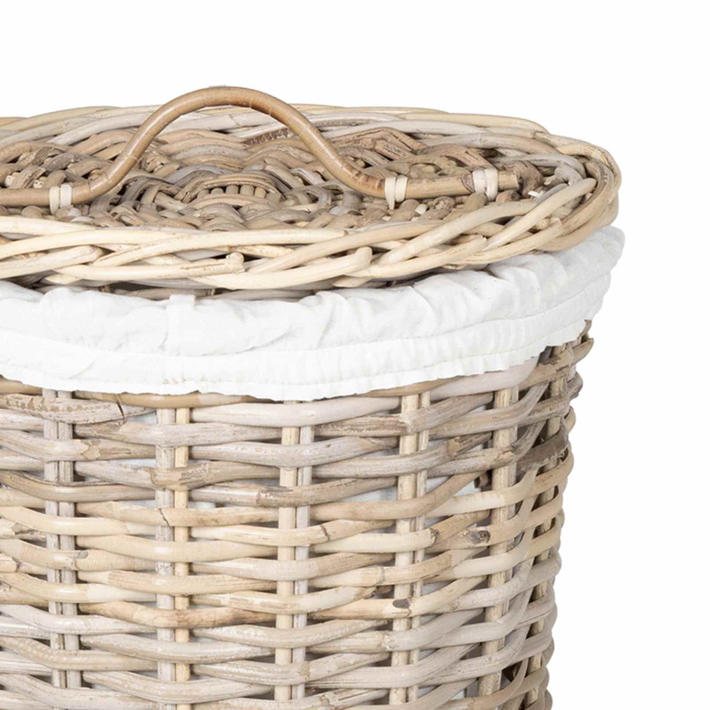 Laundry Basket with Lid GENDT 2 pcs Natural Grey Kubu Rattan
