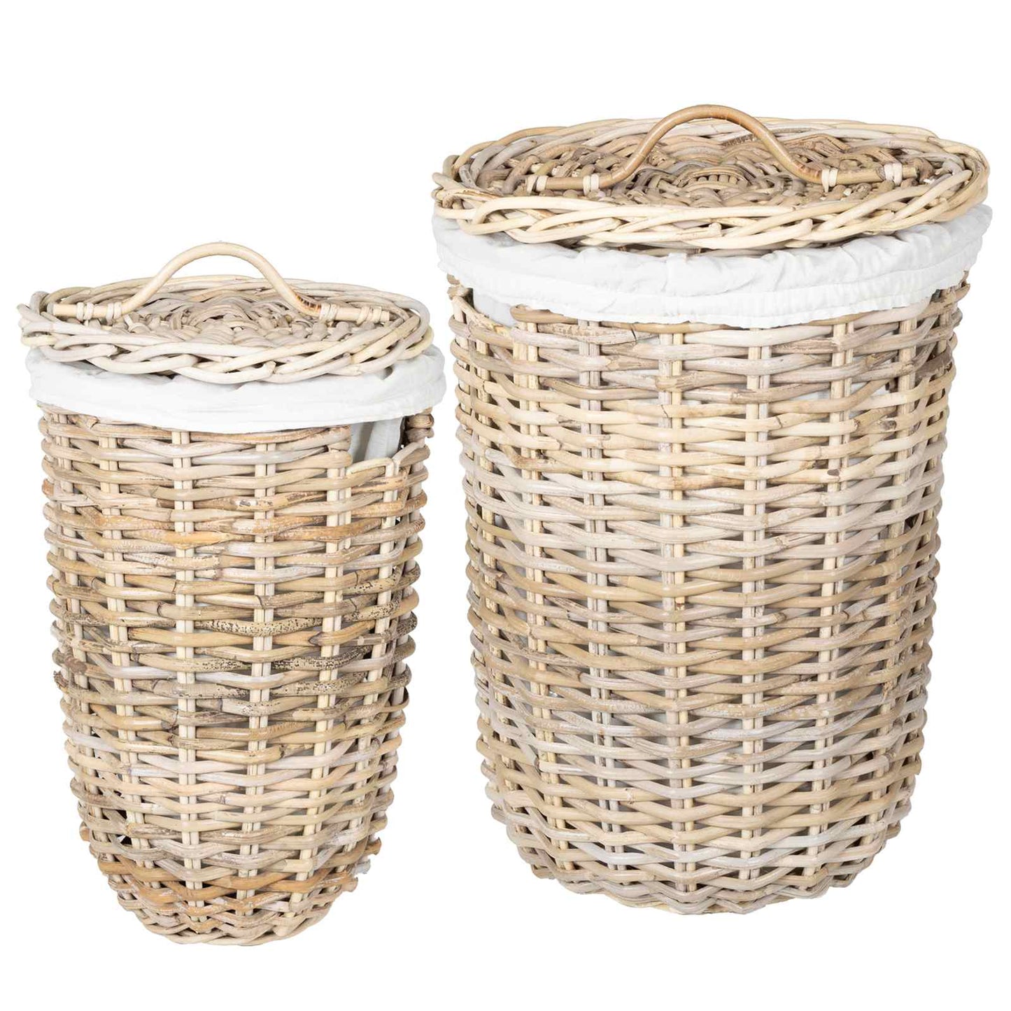 Laundry Basket with Lid GENDT 2 pcs Natural Grey Kubu Rattan