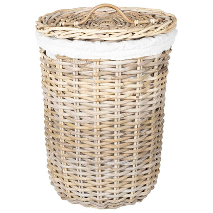 Laundry Basket with Lid GENDT 2 pcs Natural Grey Kubu Rattan
