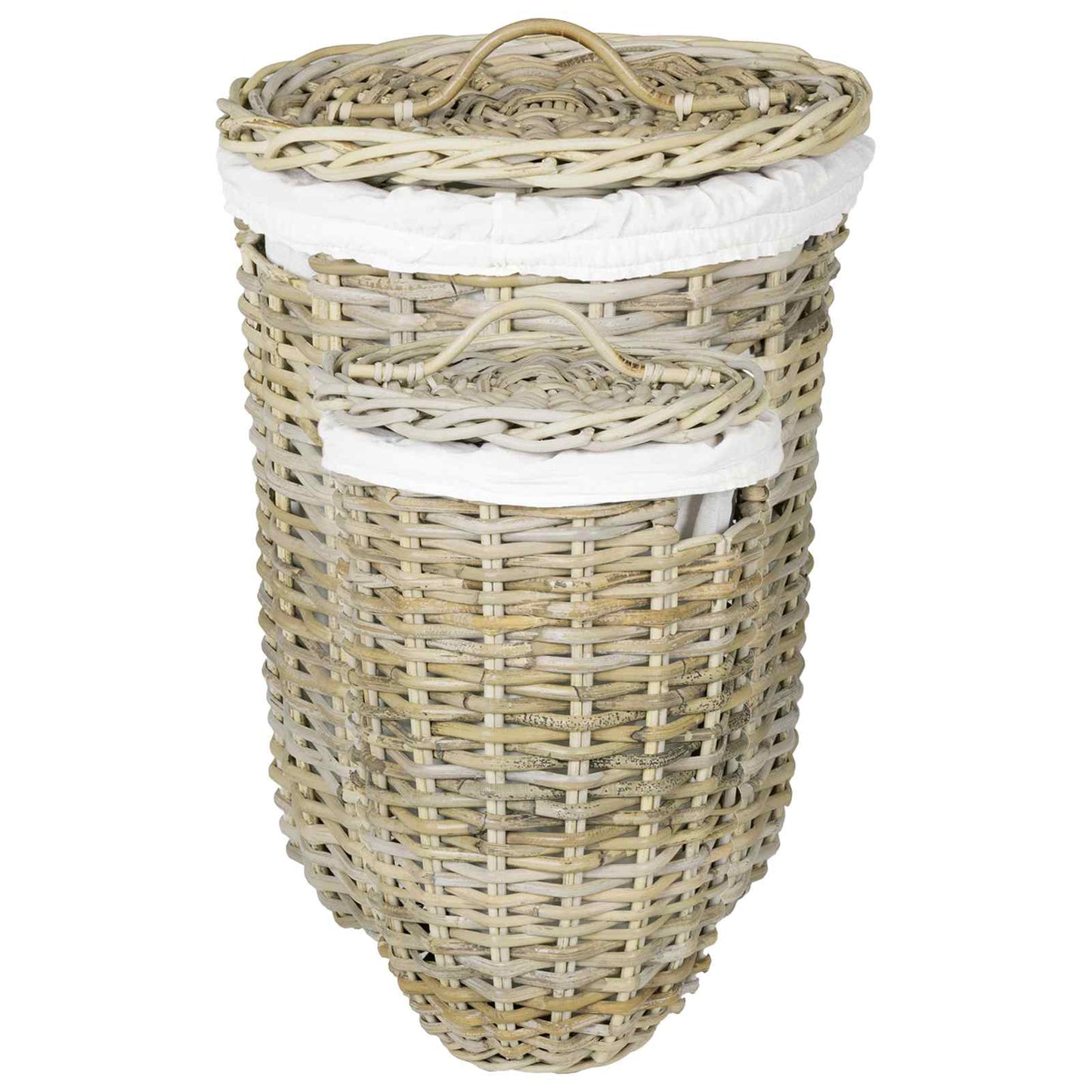 Laundry Basket with Lid GENDT 2 pcs Natural Grey Kubu Rattan
